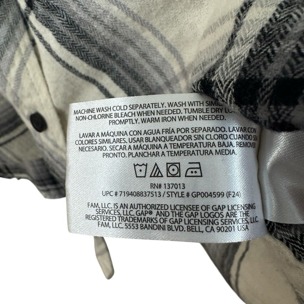 GAP Large Cotton Flannel Shirt Button Up Long Sleeve Plaid Womens READ - Picture 4 of 12